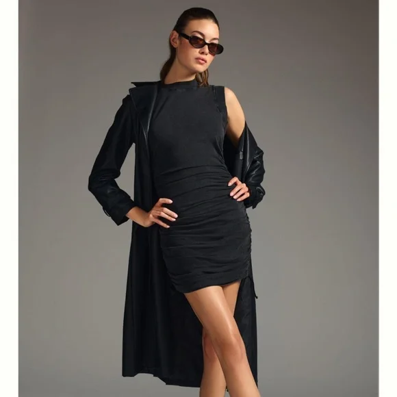 DAILY PRACTICE BY ANTHROPOLOGIE SLEEVELESS RUCHED MINI DRESS - Picture 2 of 11